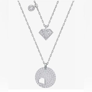 Swarovski Crystal Wishes Diamond Shaped Necklace Set in Rhodium silver